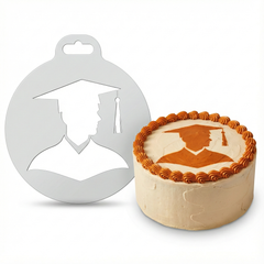 Male Graduate Profile | Round Cake Top Stencil – Reusable Cake Decorating Stencil