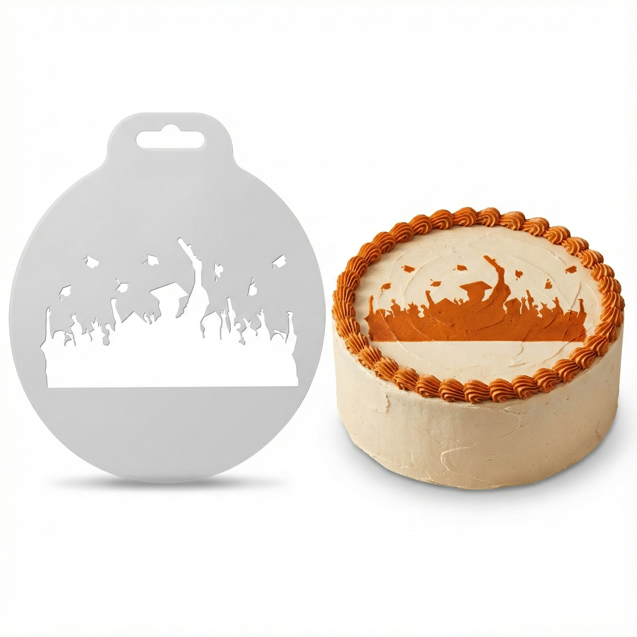Crowded Graduation | Round Cake Top Stencil – Reusable Cake Decorating Stencil