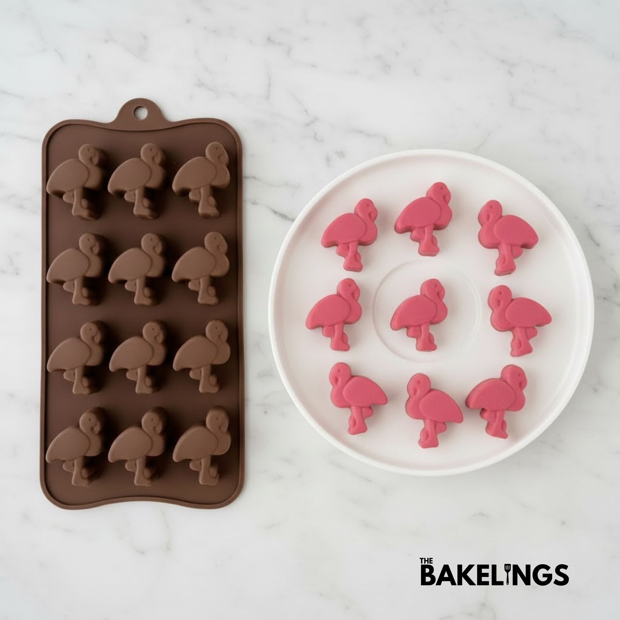 12-Cavity Flamingo Shape Silicone Chocolate Mold