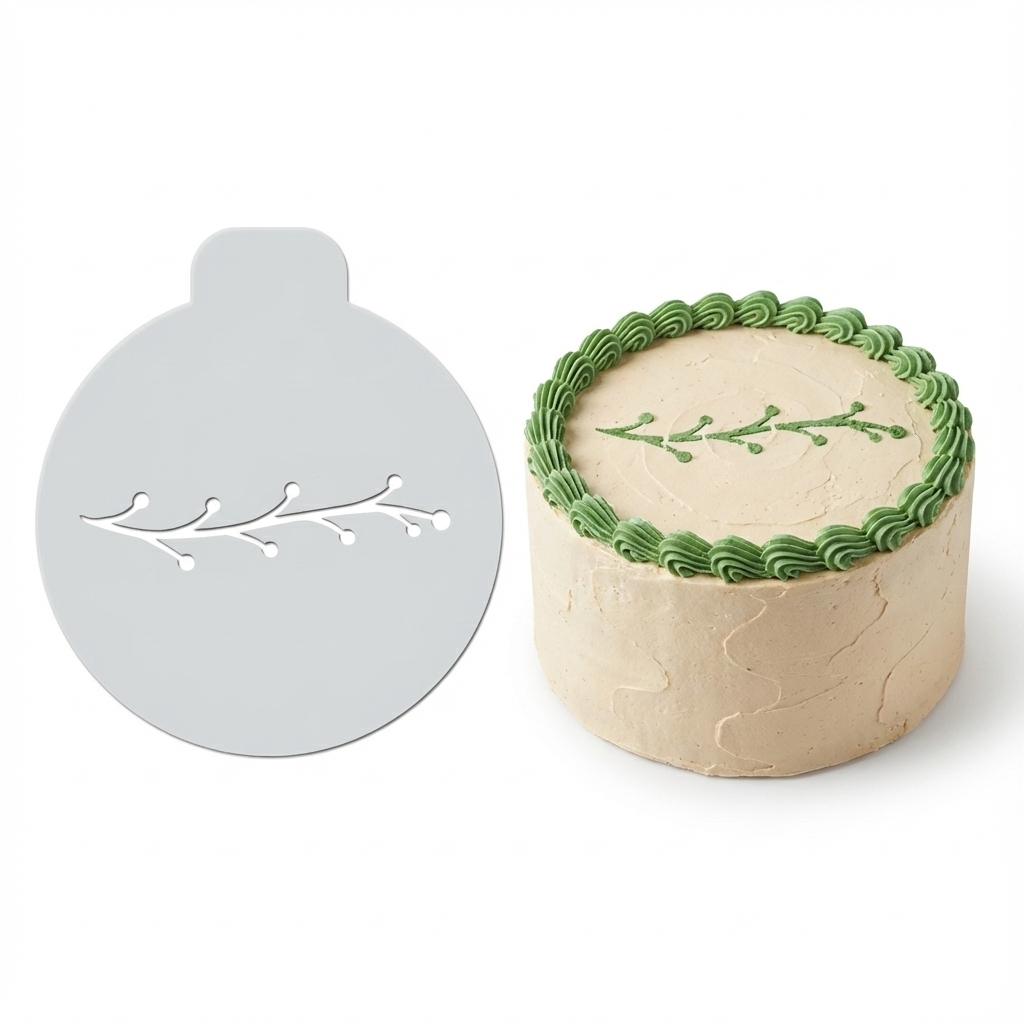 Dainty Berry Stem | Round Cake Top Stencil – Reusable Cake Decorating Stencil