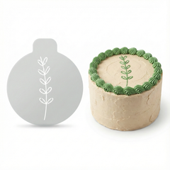 Long Vertical Leafy Stem | Round Cake Top Stencil – Reusable Cake Decorating Stencil