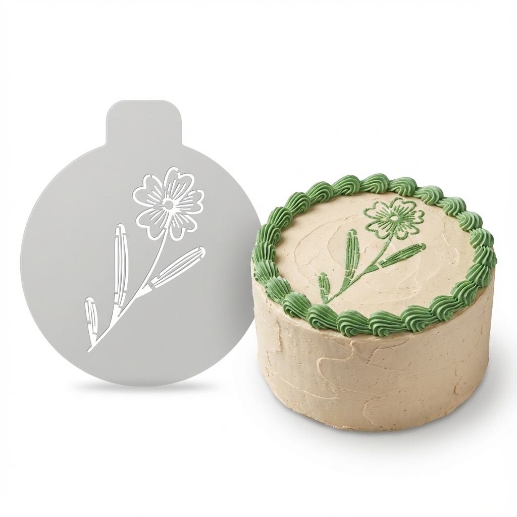 Single Summer Daisy | Round Cake Top Stencil – Reusable Cake Decorating Stencil