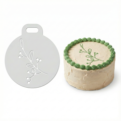 Elegant Leafy Branch | Round Cake Top Stencil – Reusable Cake Decorating Stencil
