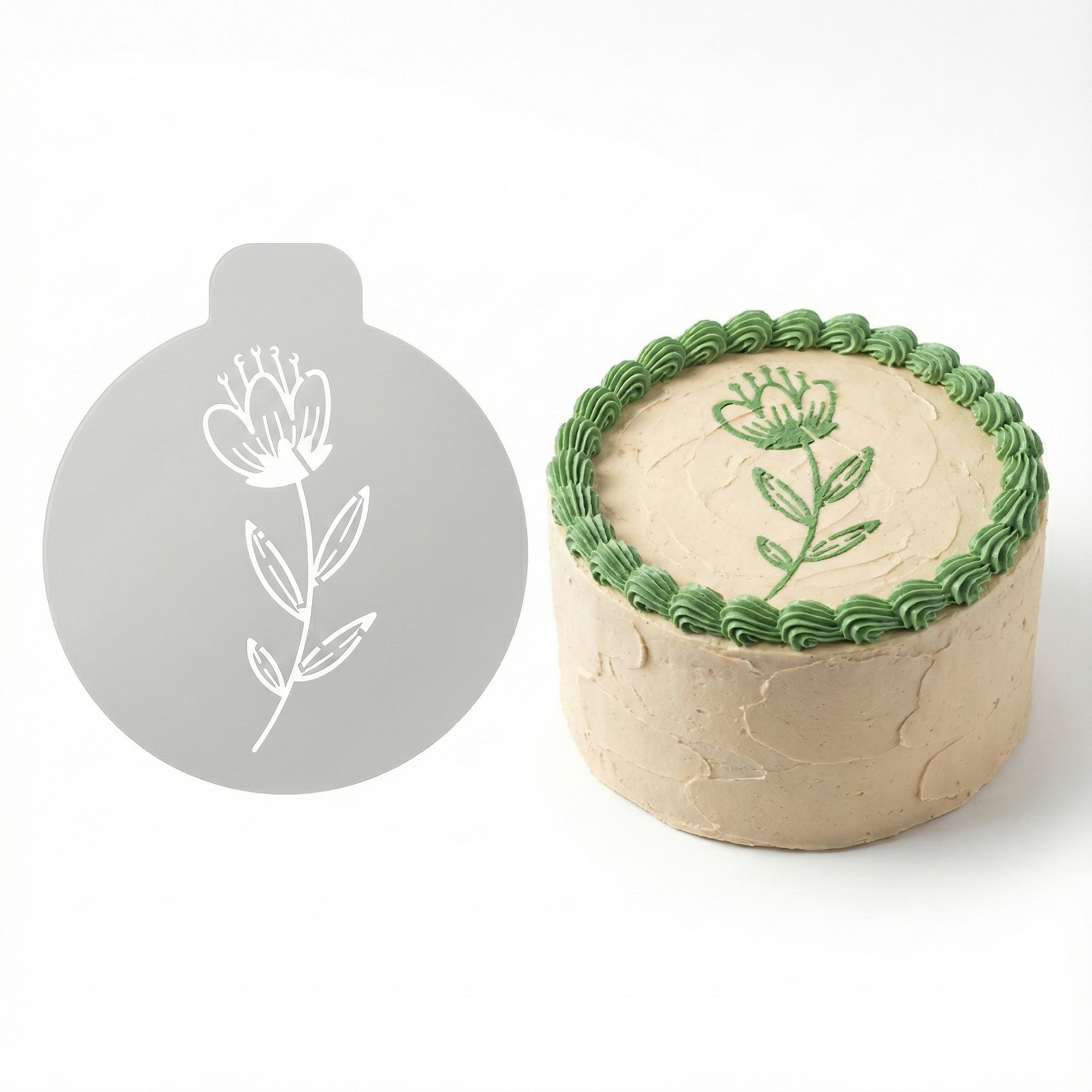 Elegant Wildflower | Round Cake Top Stencil – Reusable Cake Decorating Stencil