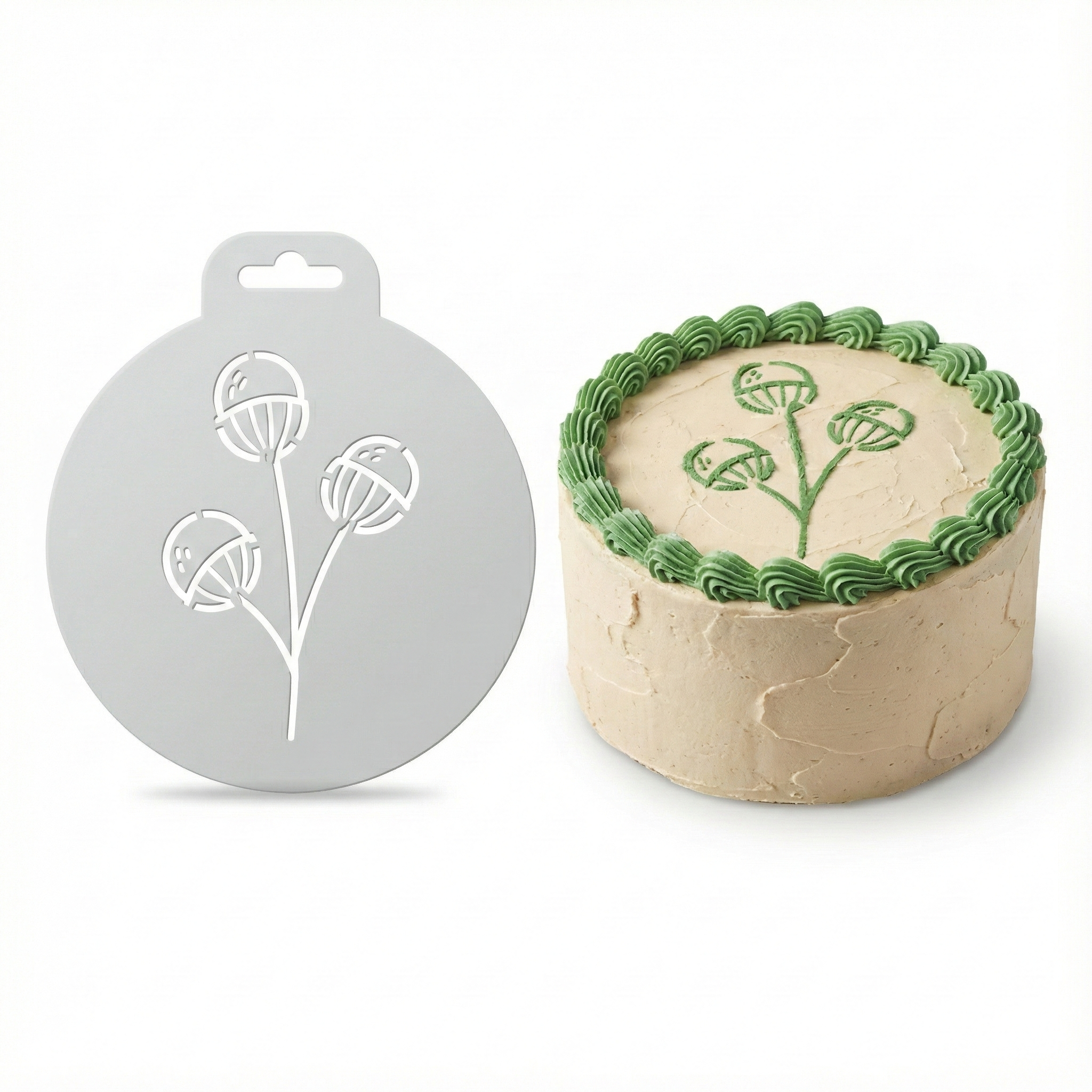 Botanical Seed Pods | Round Cake Top Stencil – Reusable Cake Decorating Stencil
