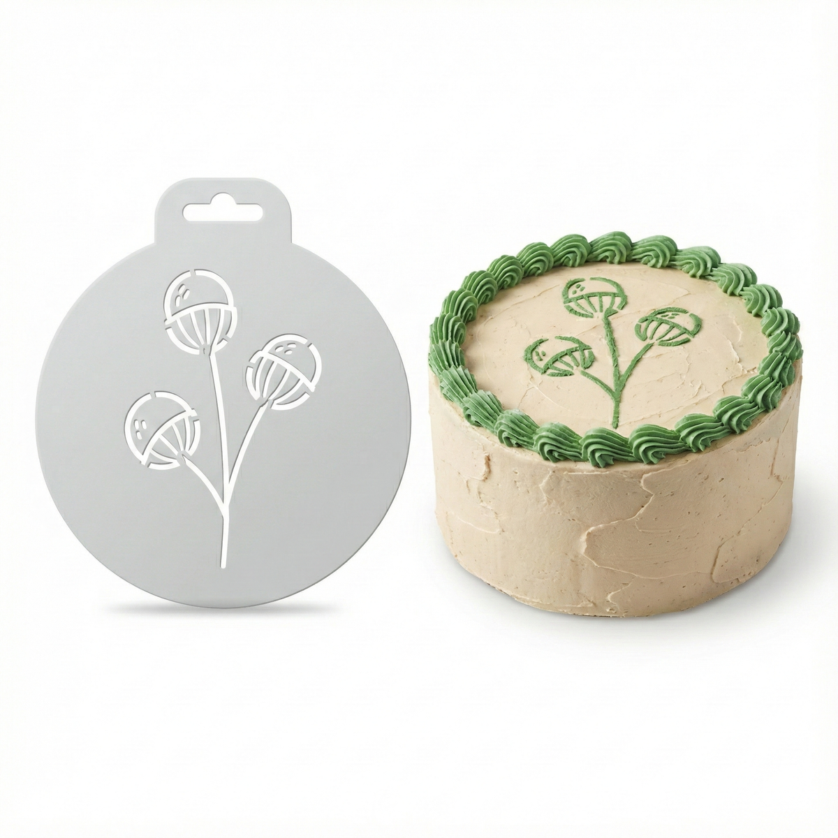 Botanical Seed Pods | Round Cake Top Stencil – Reusable Cake Decorating Stencil