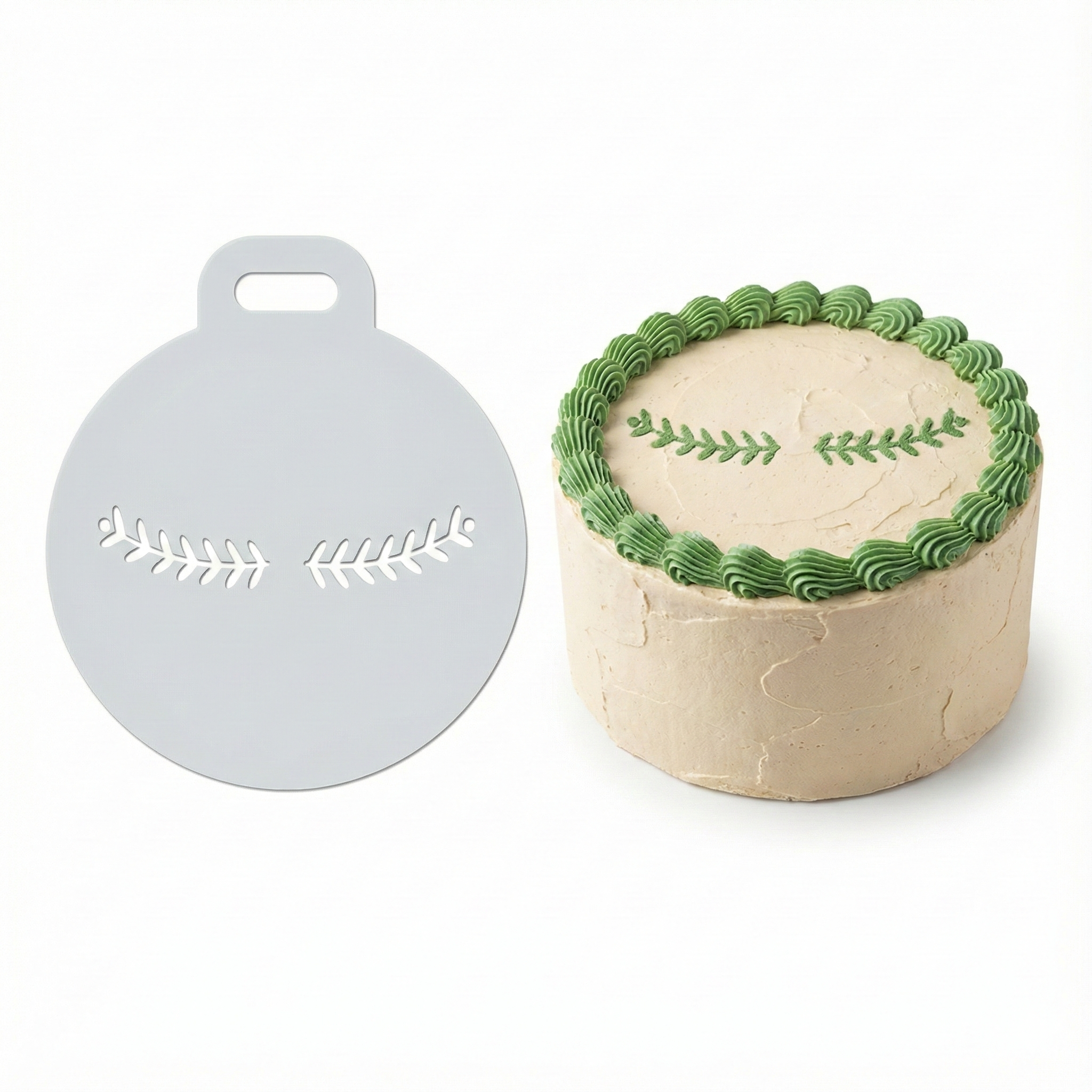 Twin Laurel Branches | Round Cake Top Stencil – Reusable Cake Decorating Stencil