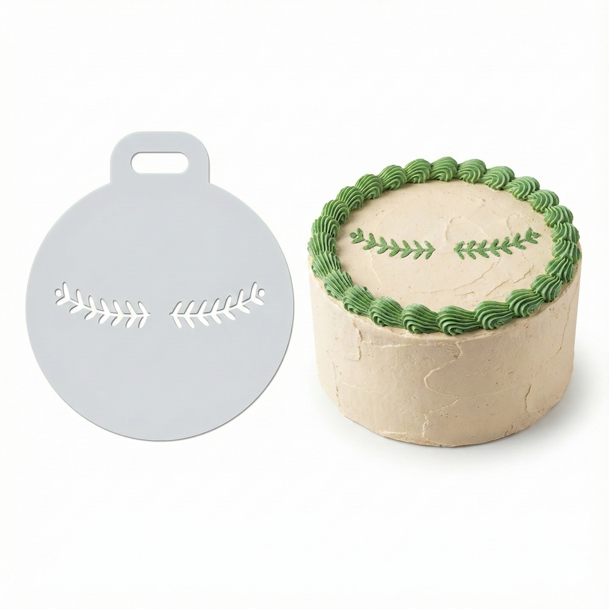 Twin Laurel Branches | Round Cake Top Stencil – Reusable Cake Decorating Stencil