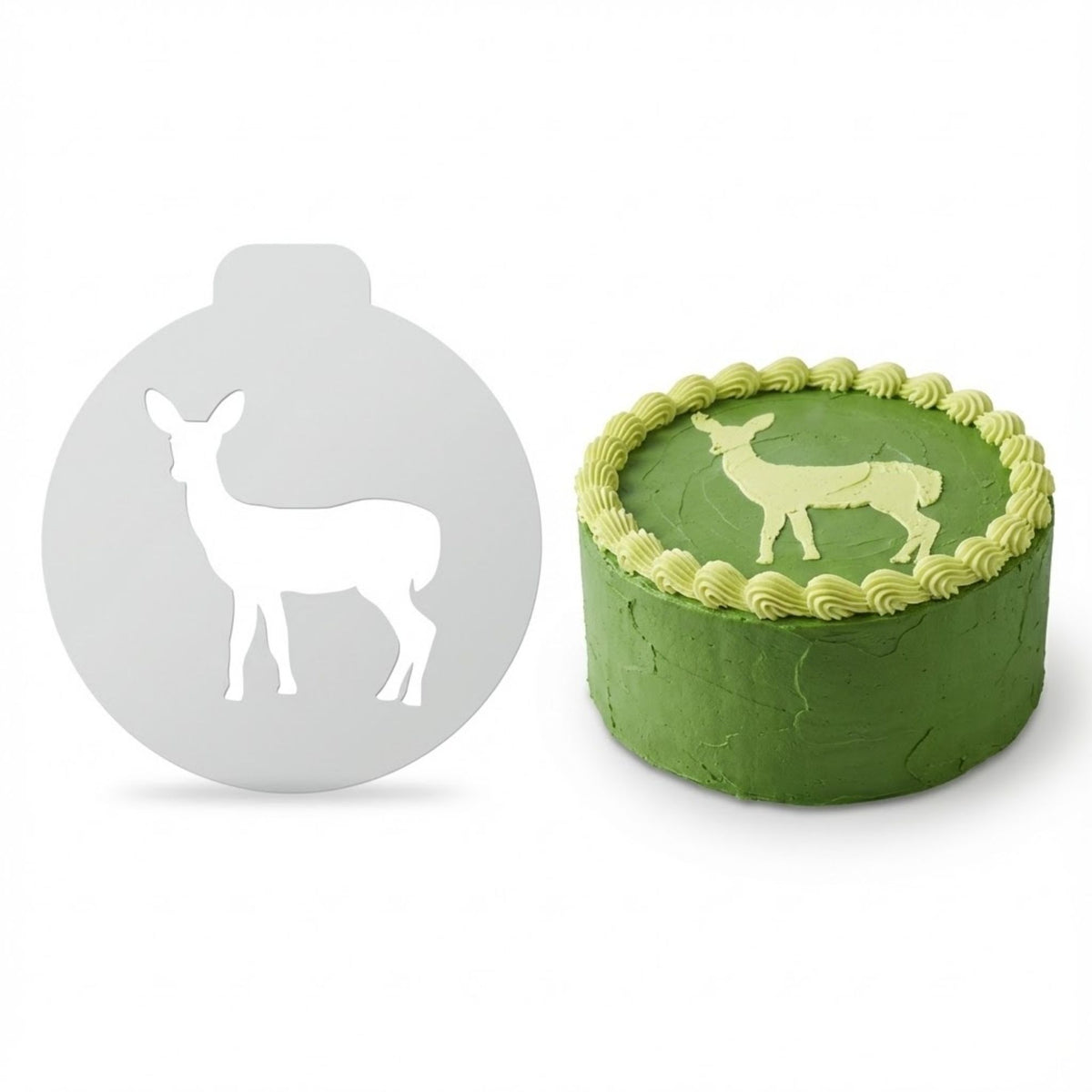 Graceful Doe Deer | Round Cake Top Stencil – Reusable Cake Decorating Stencil