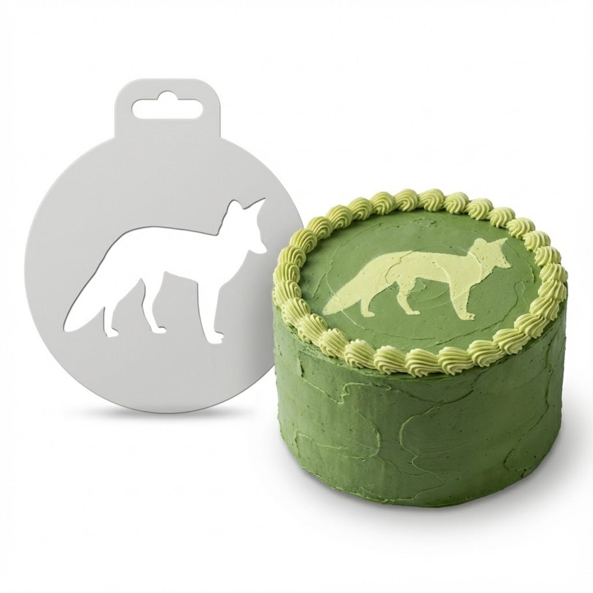 Sleek Forest Fox | Round Cake Top Stencil – Reusable Cake Decorating Stencil