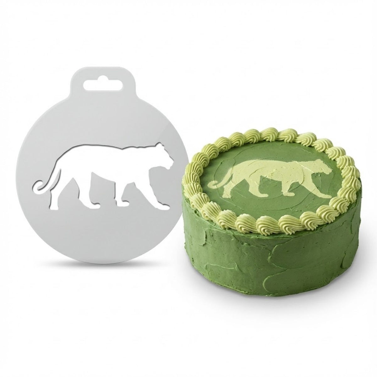 Prowling Mountain Lion | Round Cake Top Stencil – Reusable Cake Decorating Stencil