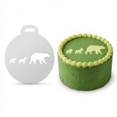 Mama Bear and Cubs | Round Cake Top Stencil – Reusable Cake Decorating Stencil