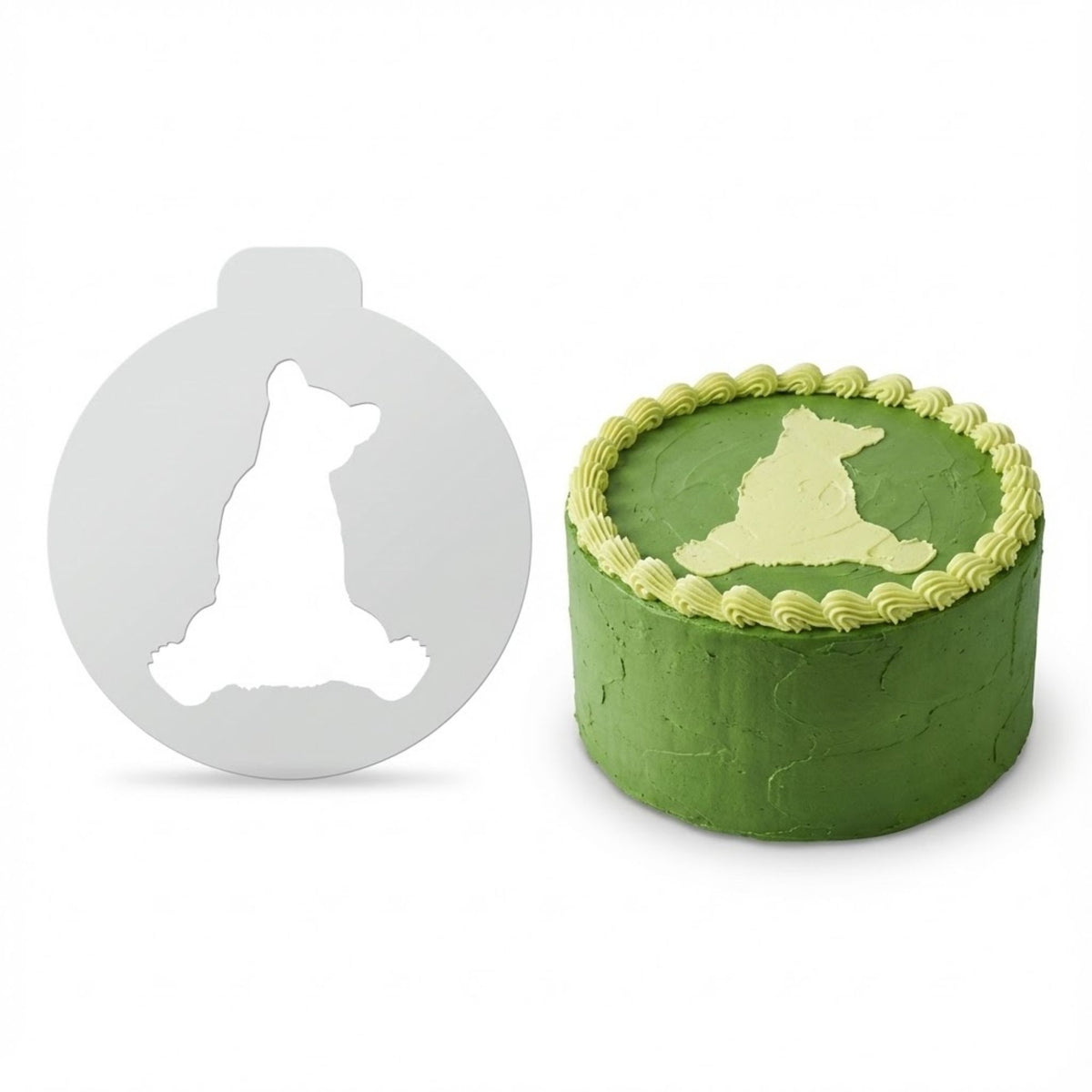 Grizzly Bear Sitting | Round Cake Top Stencil – Reusable Cake Decorating Stencil