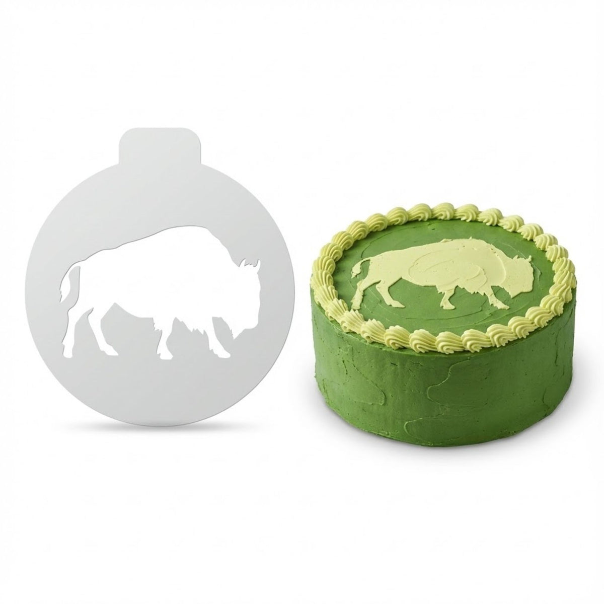 American Bison Silhouette | Round Cake Top Stencil – Reusable Cake Decorating Stencil